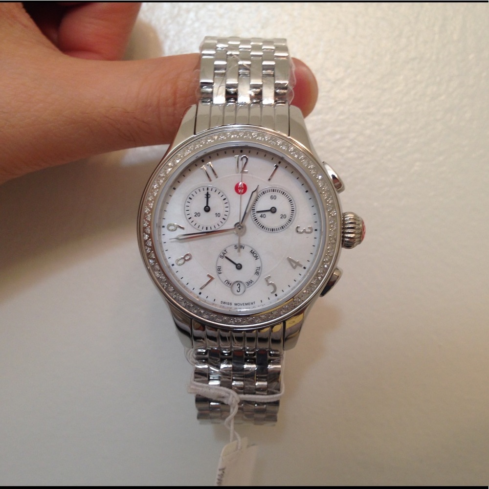 Michele Stainless Steel Women’s Watch with White Dial and Silver Bracelet